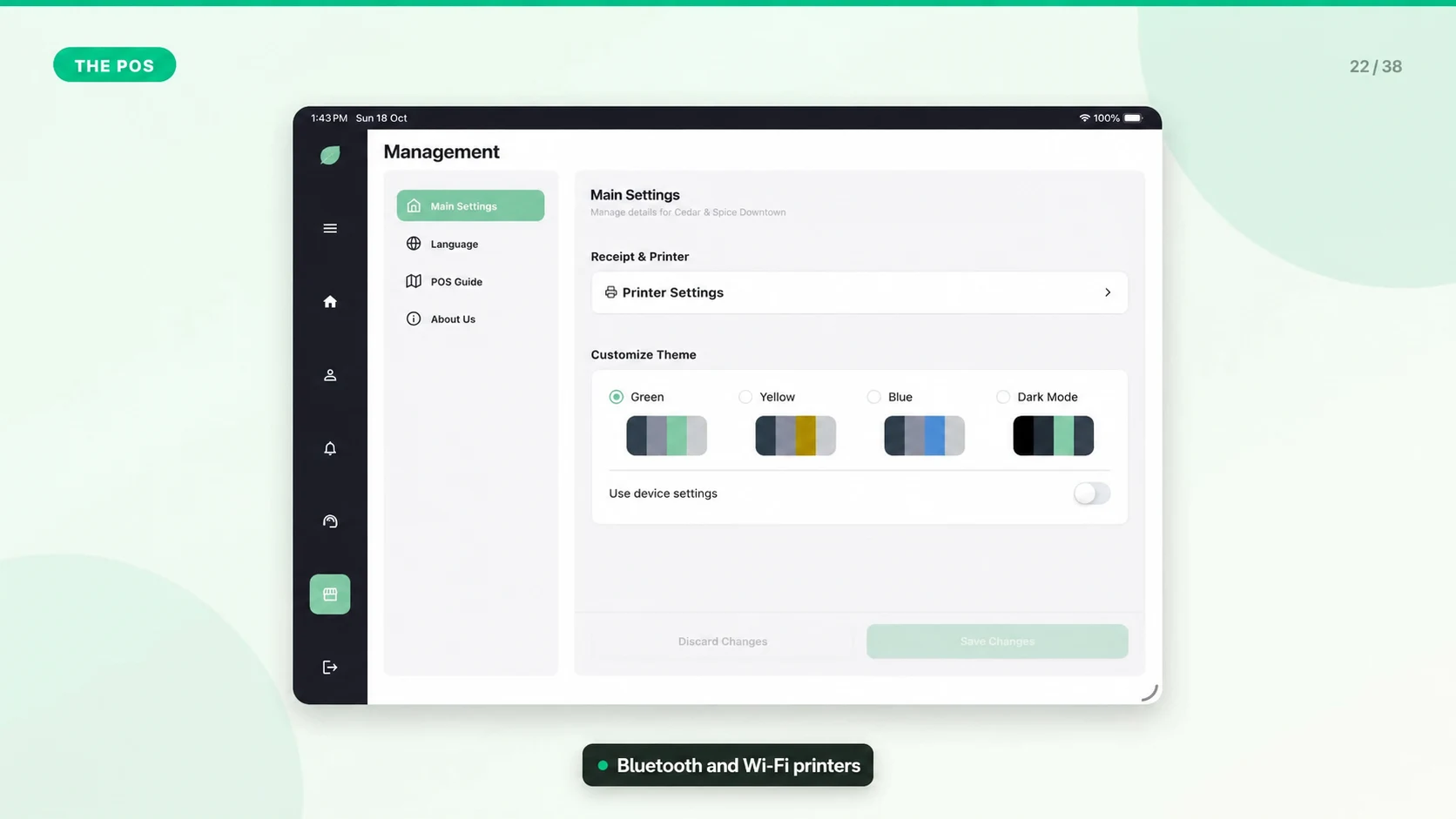 Mintcom POS management and printer settings